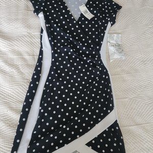 Crave Fame Black & White Polka Dot Wrap Dress